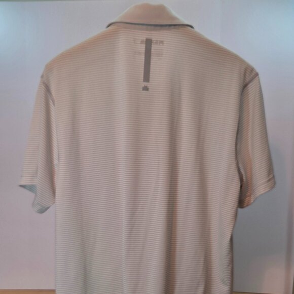 MSX by Michael Strahan Gray & White Striped Men's Short Sleeve Polo, Size Large - Picture 6 of 6